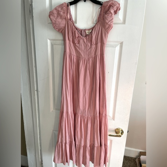 Kiss the Sky size M puff sleeve smocked bodice maxi dress - Picture 1 of 7